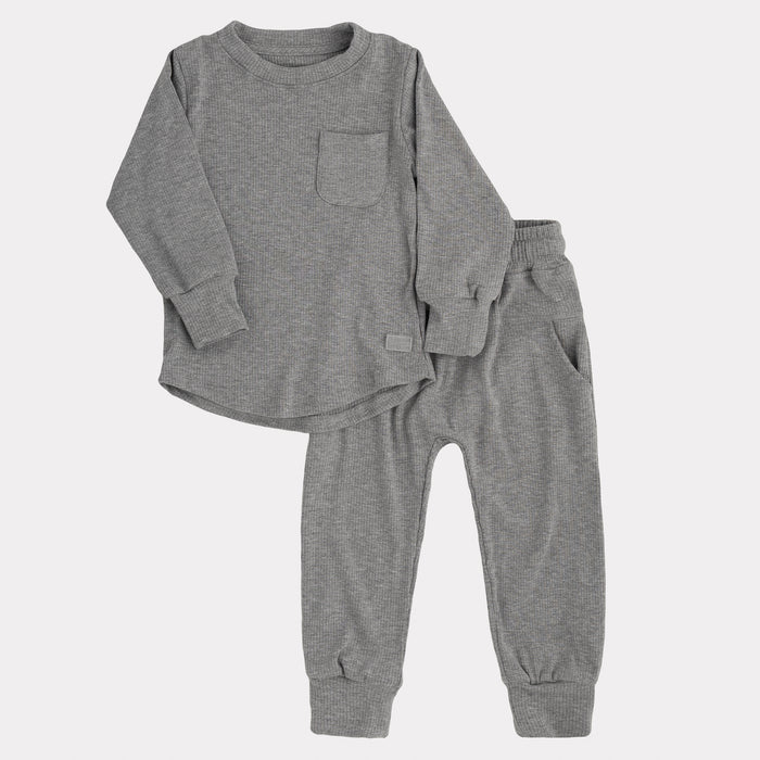 Ribbed Everyday Set in Dark Heather Grey