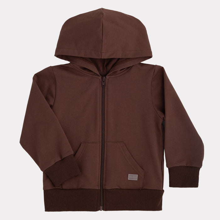 Essential Zip Up Hoodie in Bark